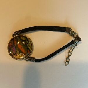 Hand painted on glass bracelet adjustable size